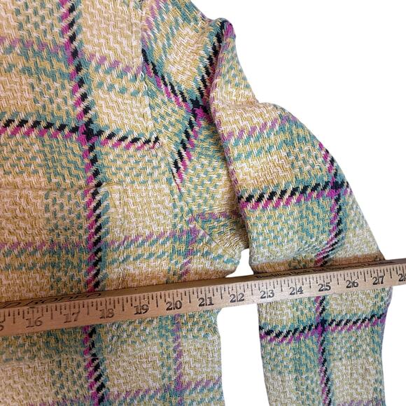 Urban Outfitters Heavy Cotton Knit Twill Shirt Jacket Plaid Pastel Yellow Size M - Picture 4 of 10